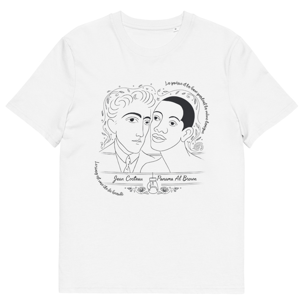 T-shirt Le Poète et le Boxeur - Design Jean Cocteau Panama Al Brown - Illustration détaillée portrait double