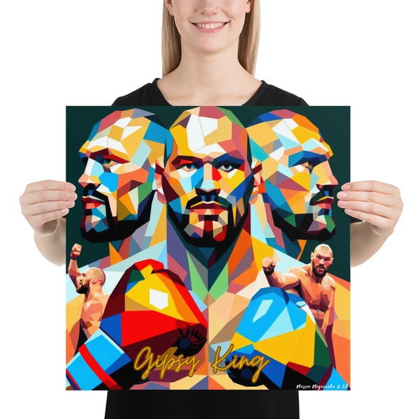 Affiche premium 45x45cm Gipsy King art cubiste Tyson Fury