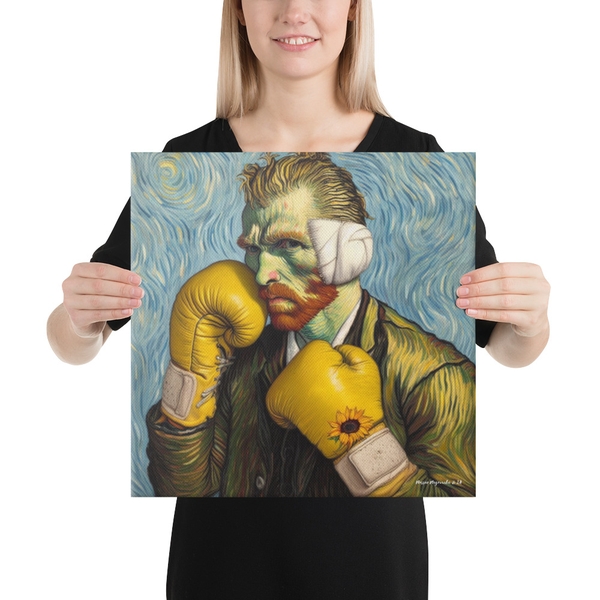 Toile premium 40x40cm Van Gogh boxing art L'oreille arrachée - Qualité musée - Impression haute définition