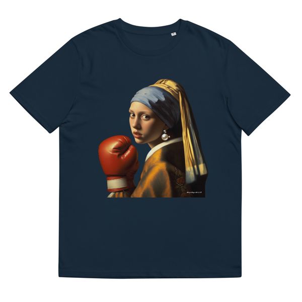 T-shirt bio La jeune boxeuse à la perle célébrant Vermeer et la boxe féminine