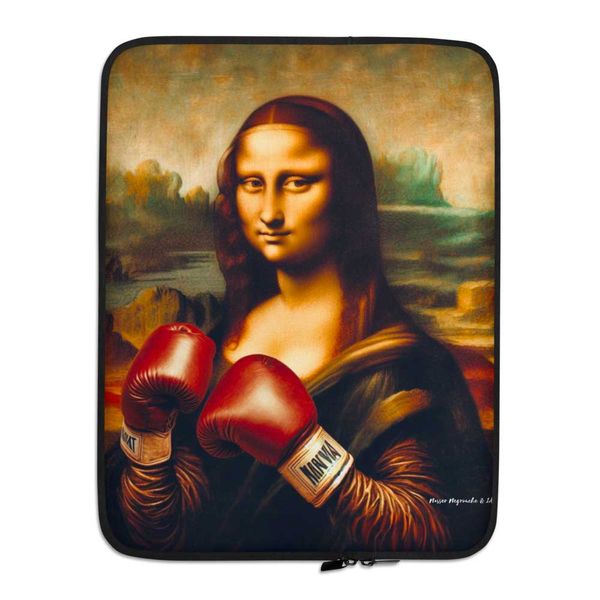 Housse protection ordinateur laptop Mona Fatal Smile Lisa design art boxe