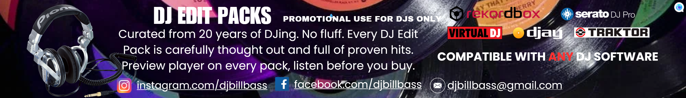 DJ Bill Bass Edit Packs — curated DJ edit packs compatible with all major DJ software