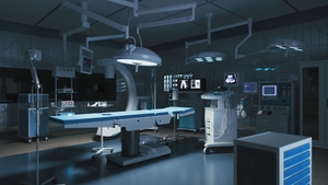 Operating room with switched on light