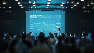 Young woman speaker at a project presentation