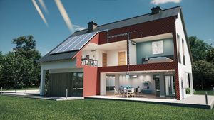 Green eco friendly house concept with solar energy panel