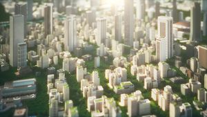 Modern ecological city from aerial view