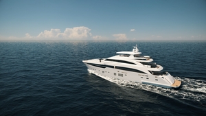 Luxury yacht cruising in the open sea