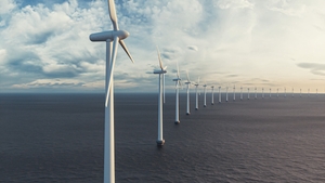 Offshore wind turbines in the sea