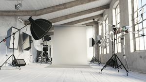 Photo studio interior with equipment