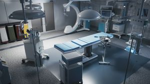 Operating room with medical equipment