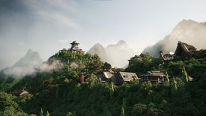Small village on top of the forest mountains