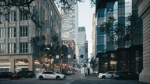 A busy crossroads of a big city