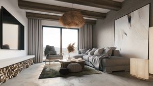 Cozy living room with panoramic windows