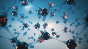 Concept of chemical model connections atoms. Molecular structure