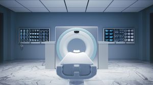 MRI scanner room. Magnetic Resonance Imaging machine