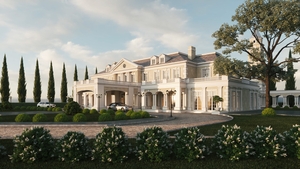 Luxury Mansion with garden. Expensive cars in the mansion