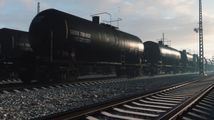 Train transportation tank with oil