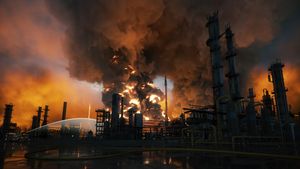 Massive fire explosion on oil refinery