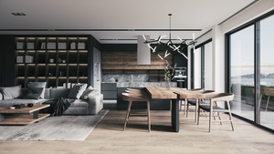 Contemporary interior design of the living room