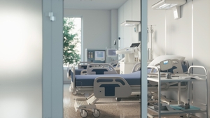 Hospital room with a two bed and modern medical equipment