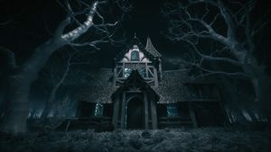 Eerie Haunted House in Dark Forest