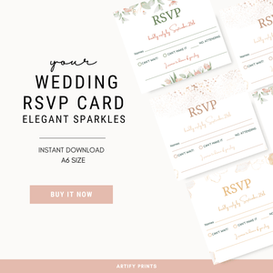 DIGITAL FILE - Wedding RSVP Card - Elegant Sparkles