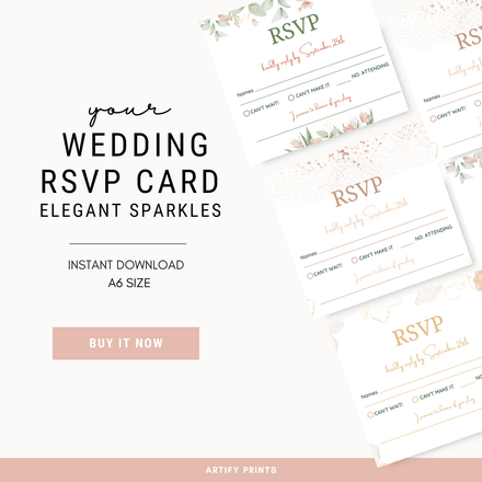 DIGITAL FILE - Wedding RSVP Card - Elegant Sparkles