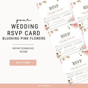 DIGITAL FILE - Wedding RSVP Card - Blushing Pink