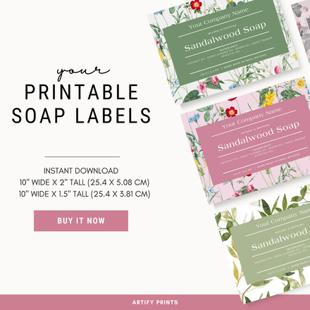 DIGITAL FILE - Soap Labels 10X2 Inches - Spring Flowers