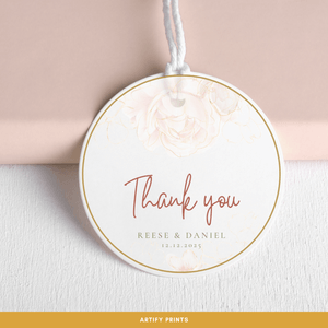 DIGITAL FILE - Wedding Favour Tags - Floral Gold Lines