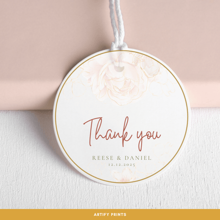 DIGITAL FILE - Wedding Favour Tags - Floral Gold Lines