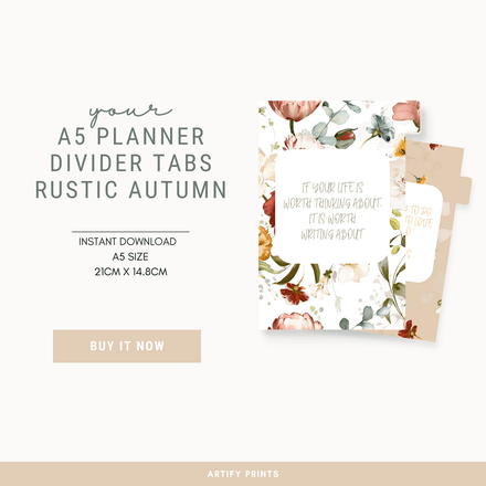 DIGITAL FILE - A5 Planner Dividers Tabs - Garden Blooms