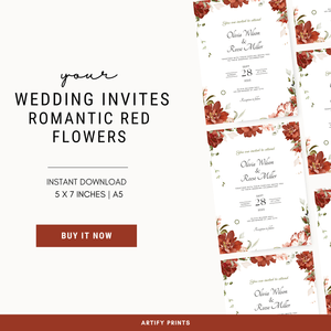 DIGITAL FILE - Wedding Invites - Romantic Red