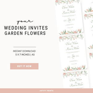 DIGITAL FILE - Wedding Invites - Garden Flowers