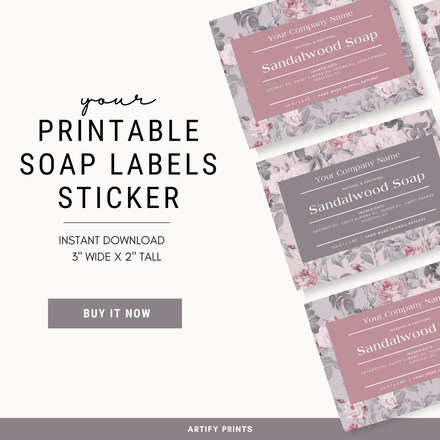 DIGITAL FILE - Soap Labels Stickers 3X2 Inches - Romantic Roses