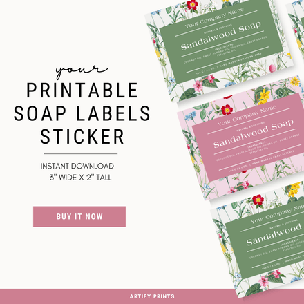 DIGITAL FILE - Soap Labels Stickers 3X2 Inches - Spring Flowers