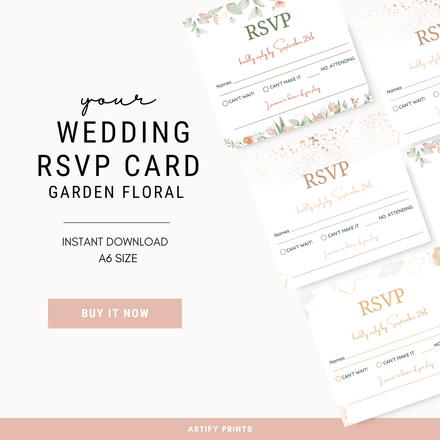 DIGITAL FILE - Wedding RSVP Card - Garden Flowers