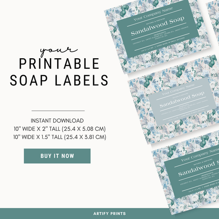 DIGITAL FILE - Soap Labels 10X2 Inches - Iris Blue