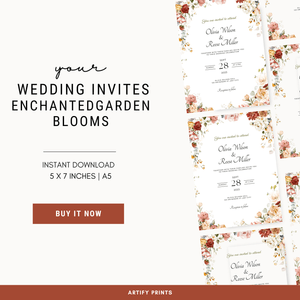 DIGITAL FILE - Wedding Invites - Enchanting Garden Blooms