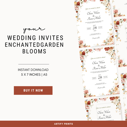 DIGITAL FILE - Wedding Invites - Enchanting Garden Blooms