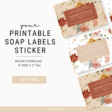 DIGITAL FILE - Soap Labels Stickers 3X2 Inches - Garden Blooms