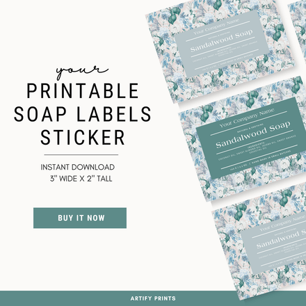 DIGITAL FILE - Soap Labels Stickers 3X2 Inches - Iris Blue
