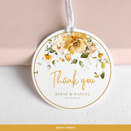 DIGITAL FILE - Wedding Favour Tags - Golden Flowers