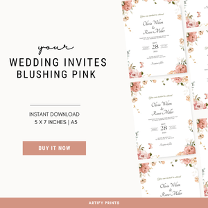 DIGITAL FILE - Wedding Invites - Blushing Pink
