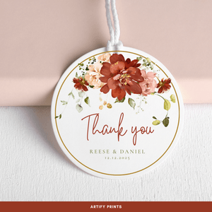 DIGITAL FILE - Wedding Favour Tags - Romantic Red