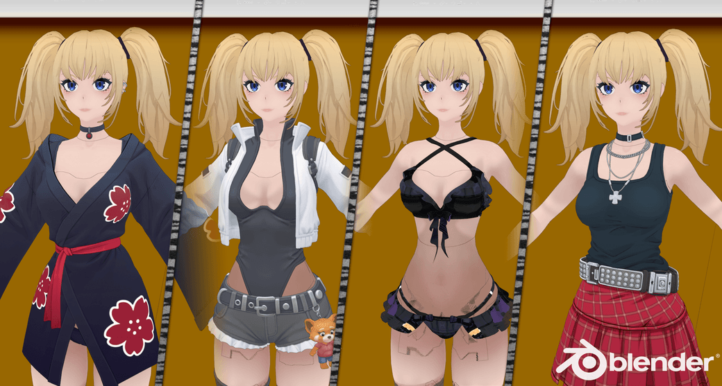 [DLC Styles v1.1.95] Grok &quot;Ani&quot; AI 3D Model Full Rigged .Blend Project/MMD/Unity
