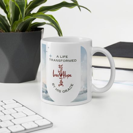 &#x27;A Life Transformed By His Grace&#x27; Christian Coffee Mug - 11oz.  *US currency
