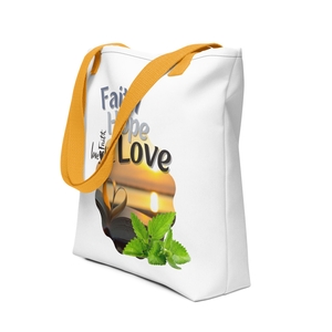 &quot;Faith, Hope, and Love&quot; Christian Tote Bag - Yellow.  *US currency