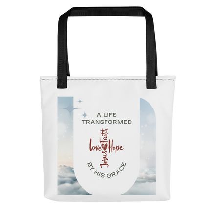 &quot;May His Peace Fill Your Heart.&quot; - Christian Tote Bag - Blue.  *US currency