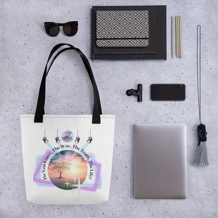 &quot;Do you know the way, the truth, the life?&quot; - Design A - Christian Tote Bag.  *US currency